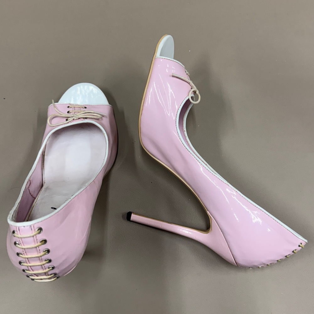 Highest Heel Collection Pink Peep-Toe Stiletto Heels - Picture 11 of 13